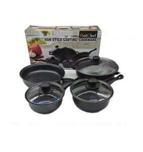 7PC iron pot with black marble