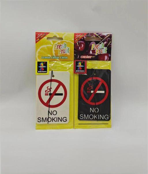 Smoking ban on black and white car fragrances