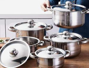 Five piece stainless steel pot set